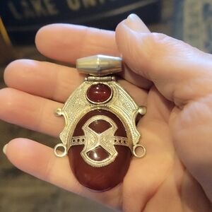 Carnelian Pendant,Huge! W/ 1 Smaller/ Tuareg African Silver..Stunning!